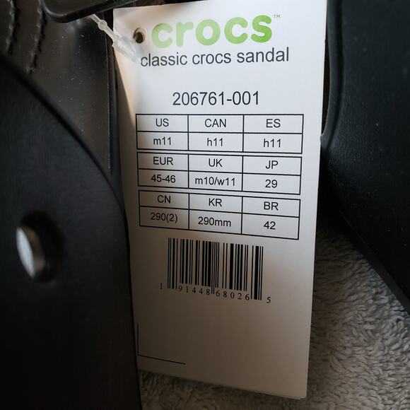 Crocs Sandals Mens 11 Black Classic Comfort Slides Summercore Coastalcore - Picture 5 of 7